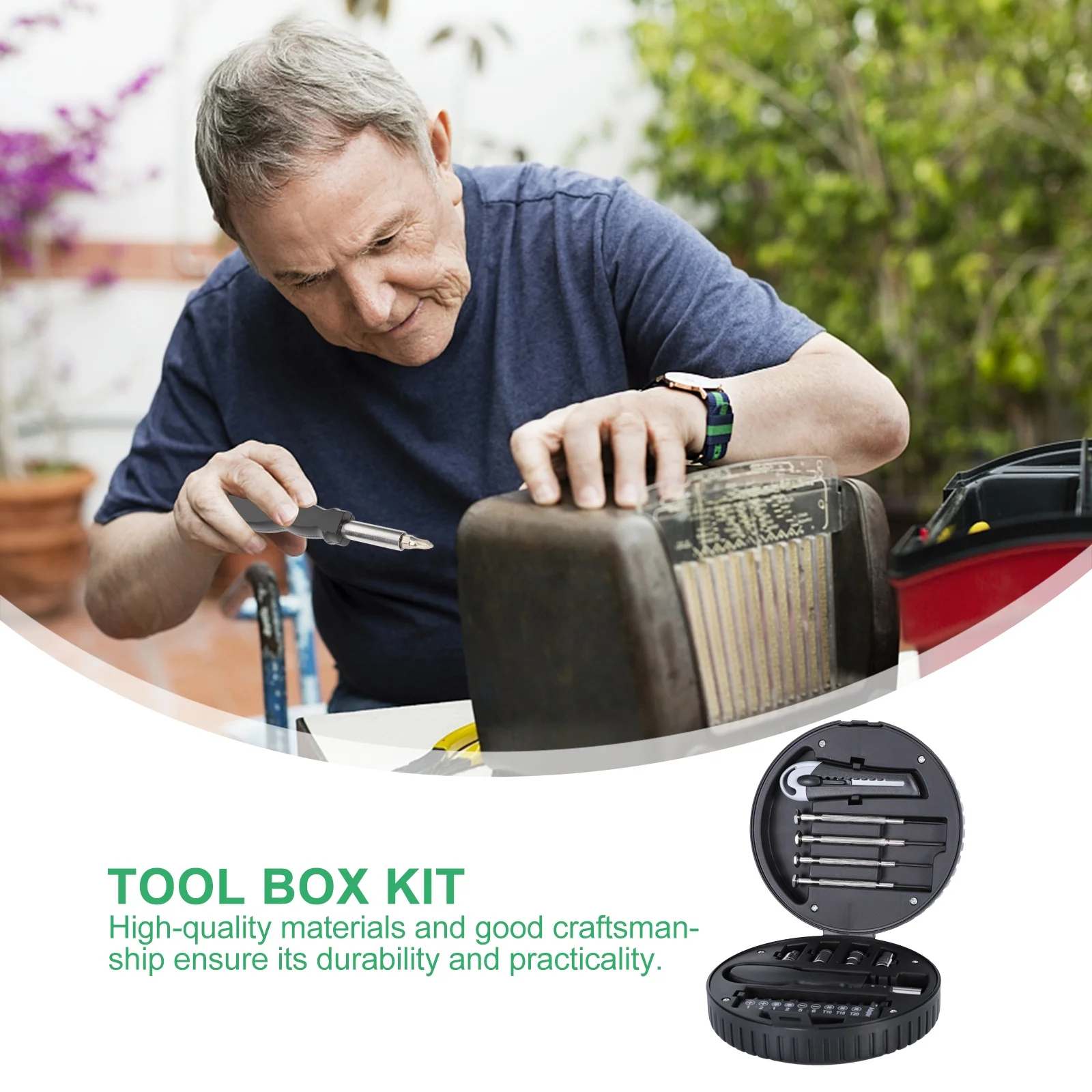 1Set Tire Tool Kit Creative Wheel Shape Multi-Function Case Repair Supplies Kit Household Hand Tool Set Durable Practical