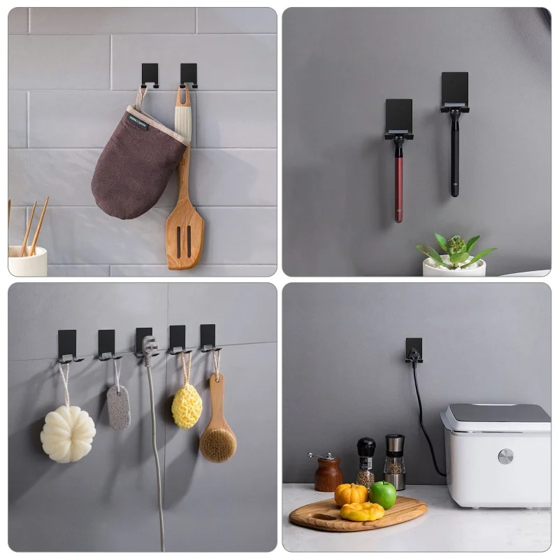 No Punching Razor Rack Stainless Steel Bathroom Storage Rack Hanging Kitchen Living Room Multi-Function Hook Manual Razor Rack