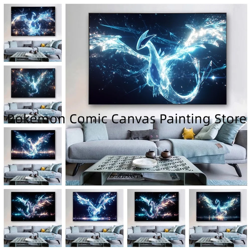 Anime Pokemon Canvas Paintings for Kids Interconnected Posters and Prints Wall Art Pictures Home Decor Lugia Tile Gifts