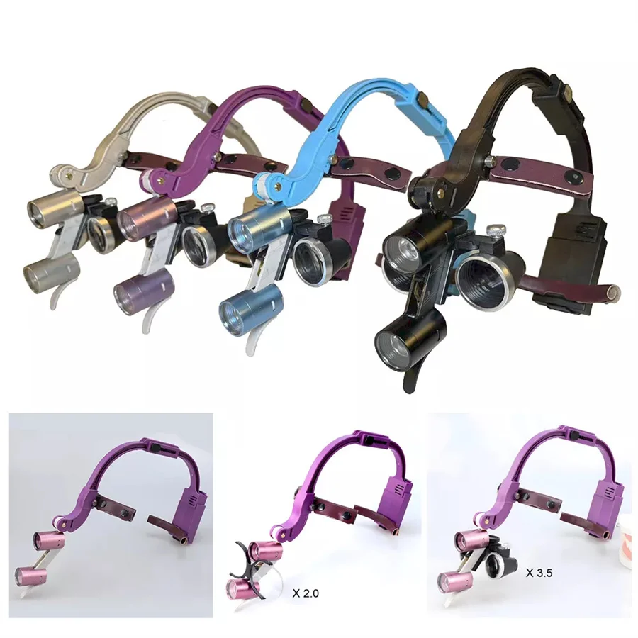 

Dental Double Lamp Magnifying Glass Binocular Loupe X3.5 Presbyopic Glasses X2.0
