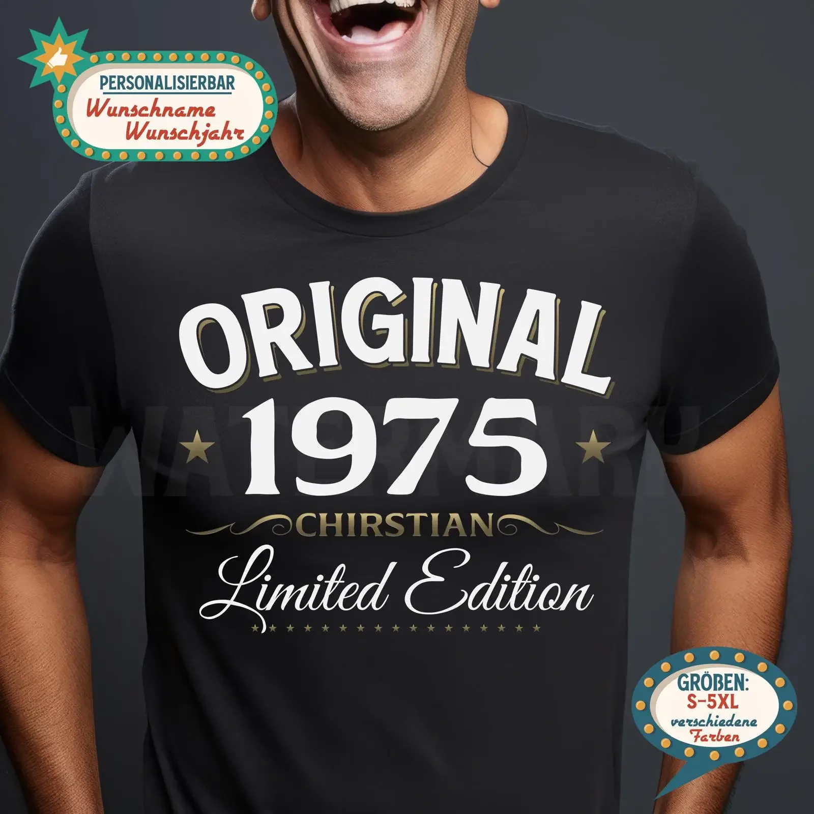 50th Birthday for Men Original 1976 T Shirt Personalizable with Name Year of Birth Vintage Retro vintage Washed