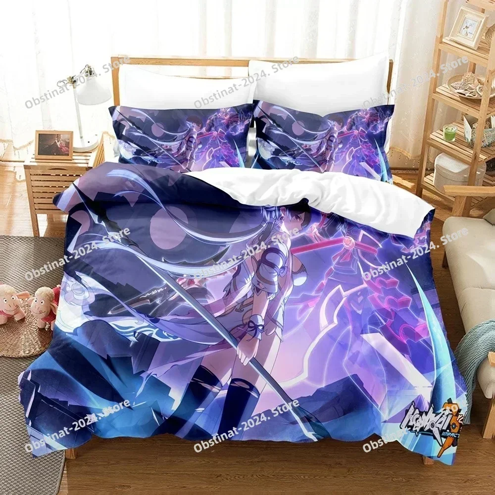 3D Anime Honkai Impact 3rd Bedding Set Printed Decorative Duvet Cover Set Bedclothes Quilt Cover Home For aldult kid teen