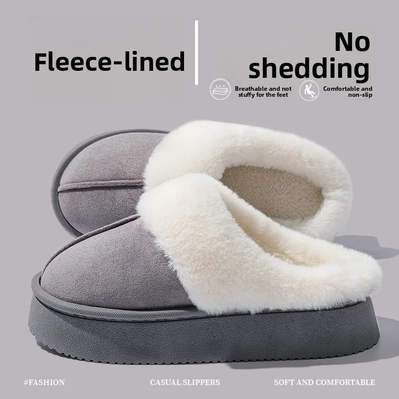2026 Winter Warme Flache Fell-Hausschuhe für Damen, Kunstwildleder Flauschige Pelzige Hausschuhe, Bequeme Rutschfeste Innen-Boden-Baumwollschuhe – Detail 18