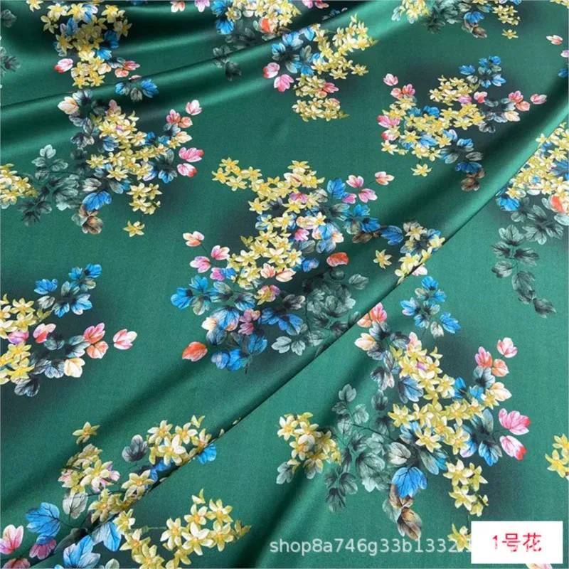 Summer's highly anticipated digital printed silk elastic satin fabric patterned cheongsam dress