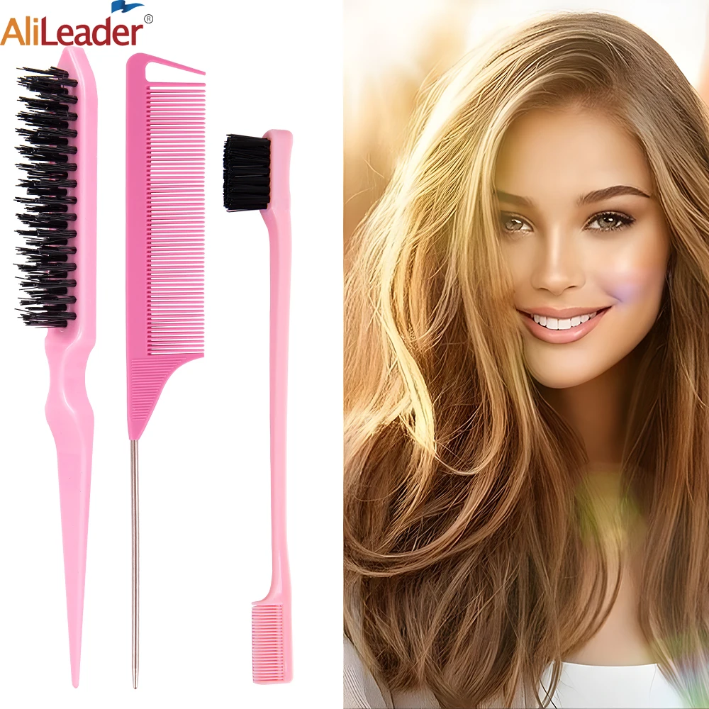 

Three Rows Hair Brushes Backcombing Brush Barber Comb and Edge Brush for Salon Hairdresser Professional Styling Tools