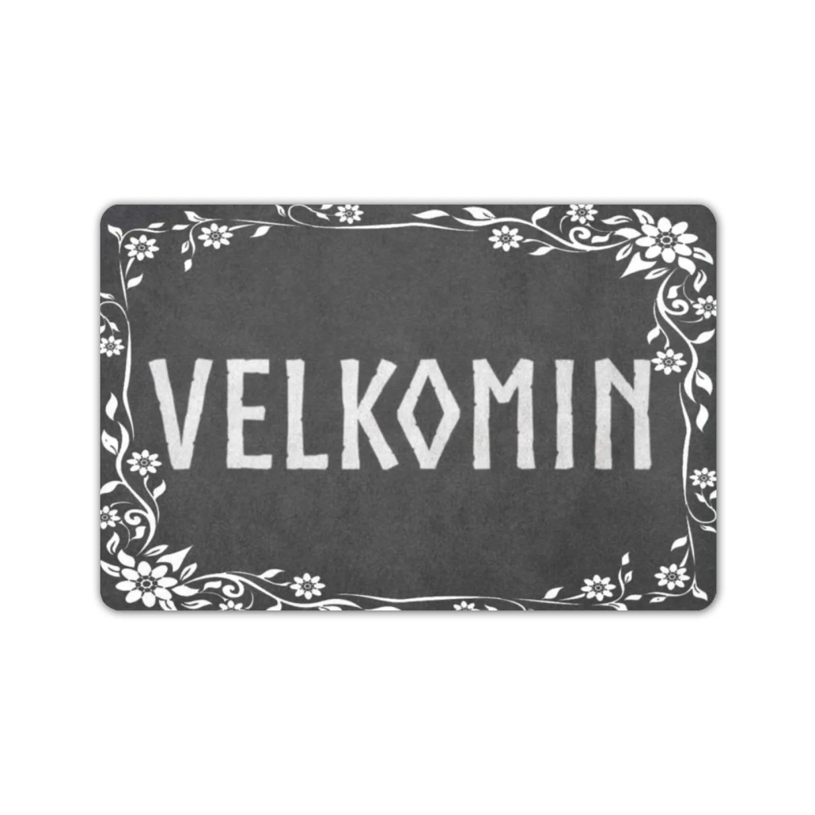 

VELKOMIN Doormat Rubber Entrance Floor Mat Porch Decor Shoe Gift Front Rug Outdoor Door Mat