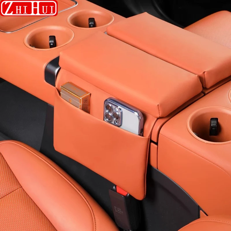 For Li Lixiang L6 L7 L8 L9 Car Styling Armrest Box Height Increase Pad Leather Protective Cover Storage Bag Auto Accessories