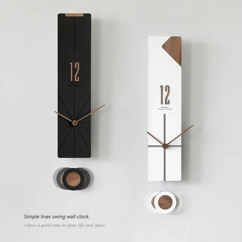 Black Pendulum  Wall Clock Bedroom Decor Clock Modern Swing Wall Clocks Wood Craft Hot Sale Watches Diy Art India Sales