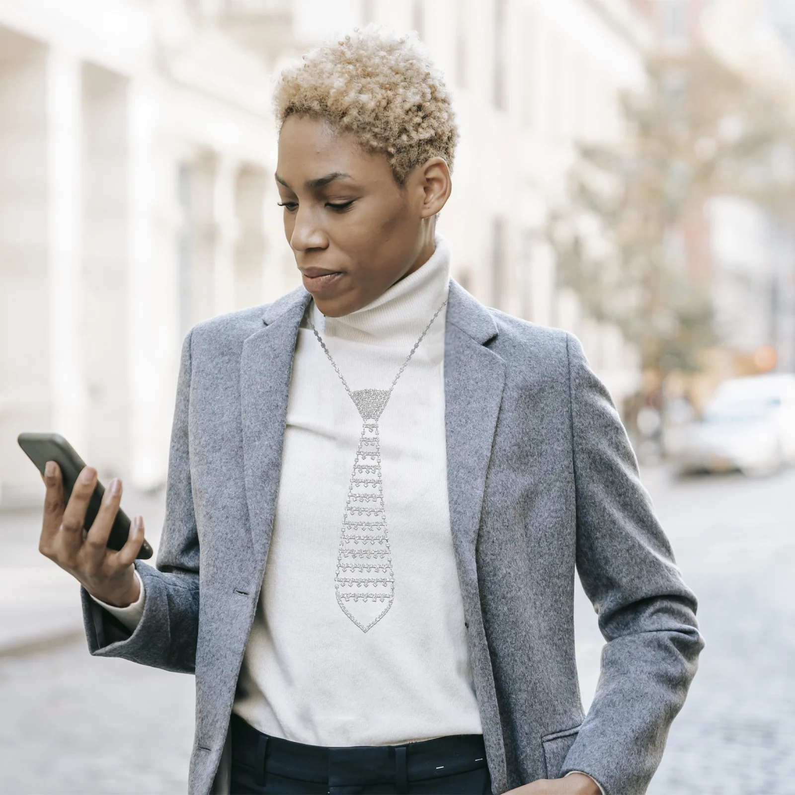 

Silver Adjustable Rhinestone Necktie Necklace Sparkle Pendant Jewelry Party Wedding Engagement Fashion Necktie Necklace