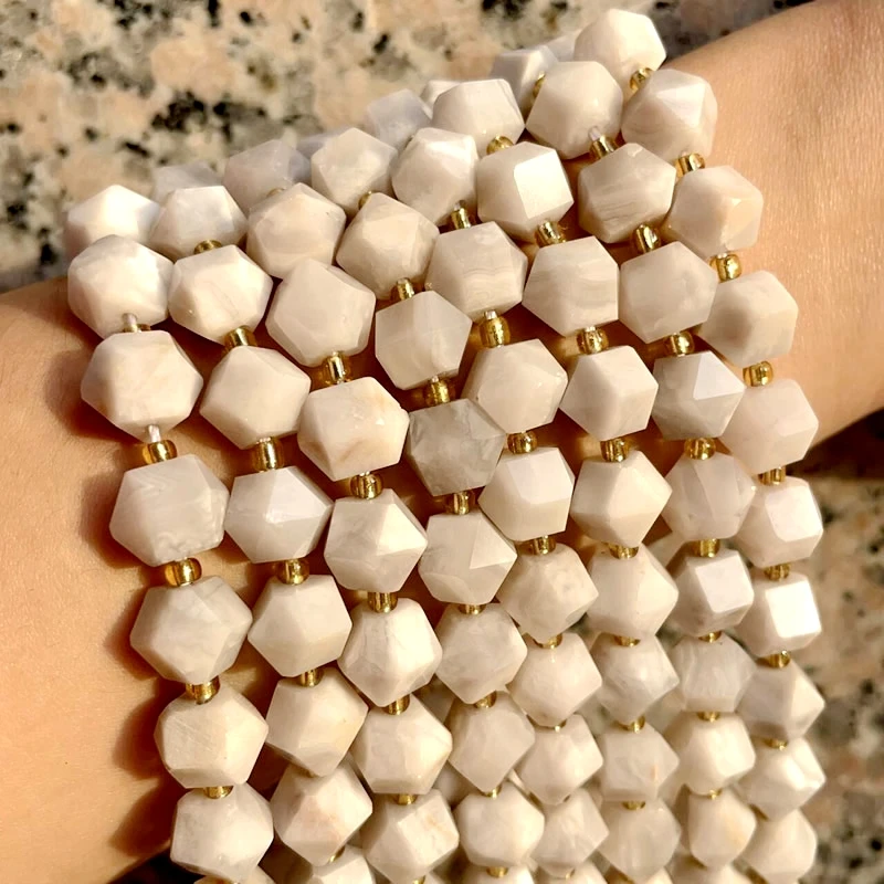 جديد 10 مللي متر مثمنة الخرز الحجر الطبيعي جمشت الأمازون Moonstone فضفاض الخرز DIY بها بنفسك صنع المجوهرات سوار إكسسوارات عقد #6