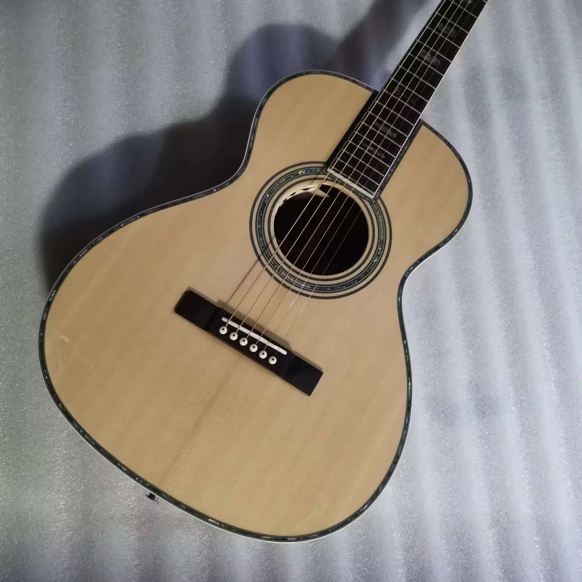 custom handmade parlor guitar with soundhole eq OO solid top best quality professional small guitar with slot headstock