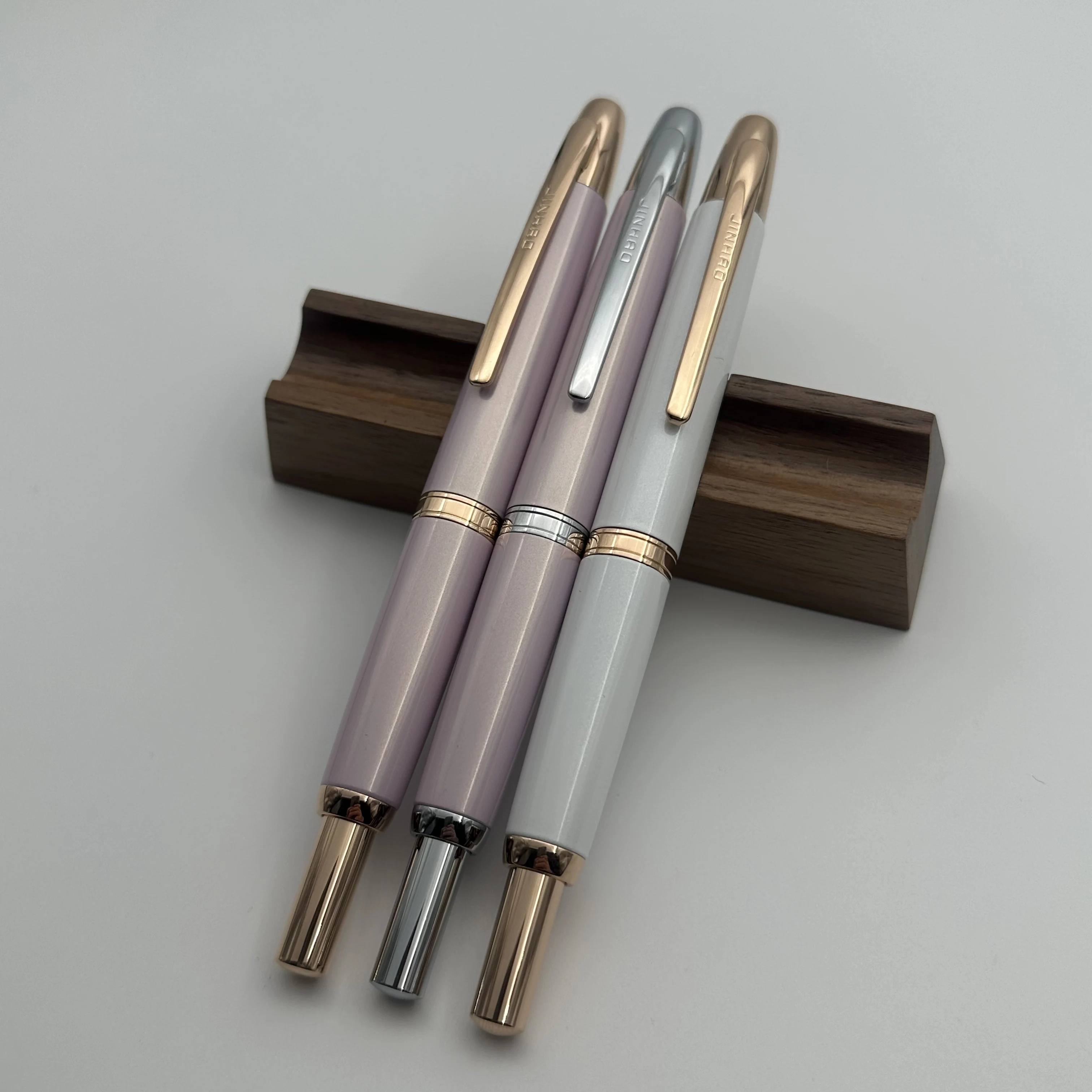 Pink Gold Clip! Limited Edition Color Jinhao 10 Retractable Press Fountain Pen EF F Nib with Ink Converter Writing Gift Pen