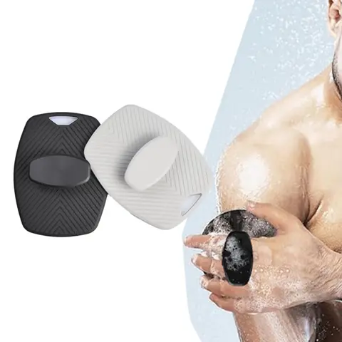 실리콘 바디 스크러버 목욕 엑스 폴리 에이 팅 바디 스크러버 (보관 후크 포함) 모든 종류의 깊은 피부 청소를위한 샤워 목욕 브러시