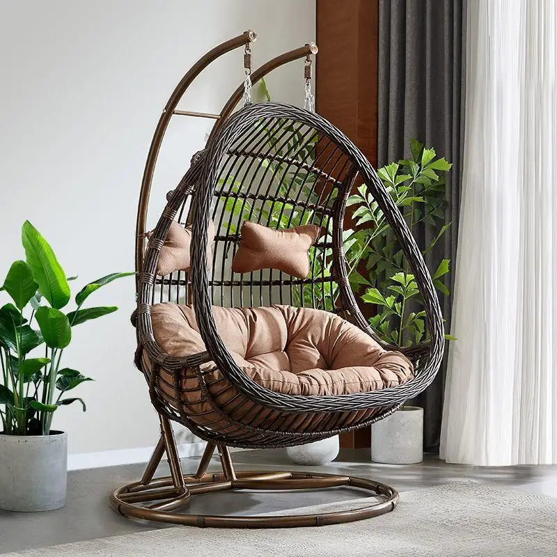 Indoor Swing Hanging Basket Chair Bird's Nest Rattan Chair Balcony Hammock for Bedroom Lazy Household Balcony Hanging Egg Chair
