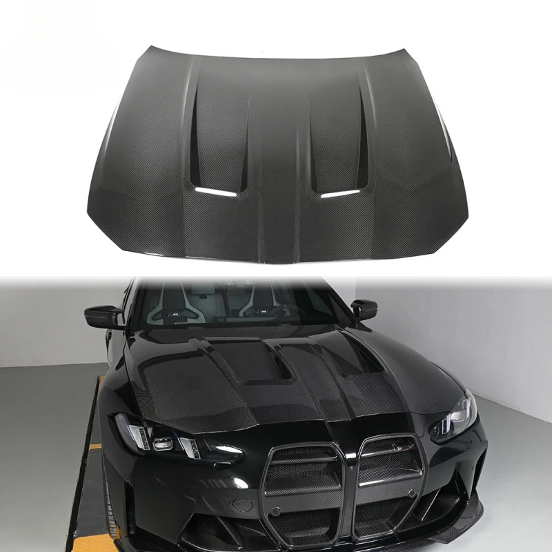N Type Dry Carbon Fiber Engine Hood Bonnet Sport Sedan Front Ventilated Exterior Body Kit Parts