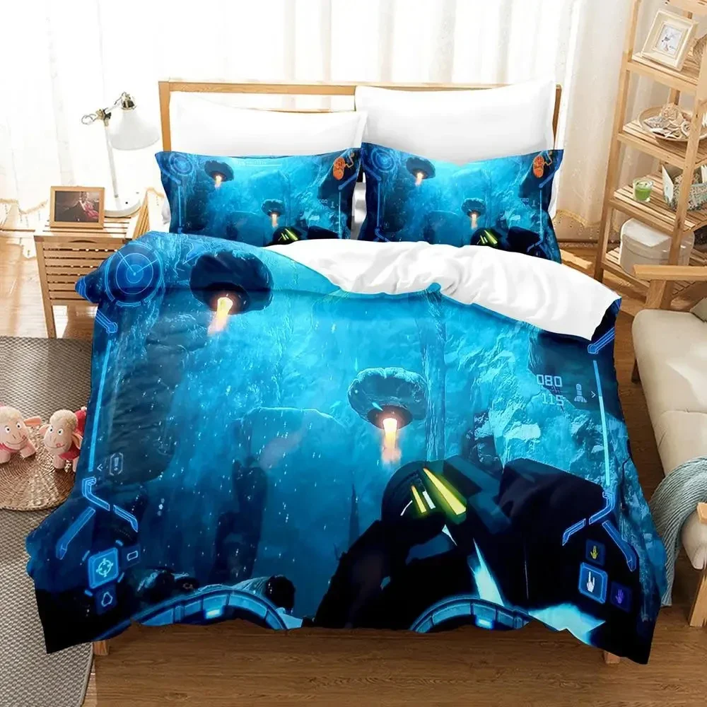 Metroid Prime Corruption Bedding Set Boys Girls Twin Queen Size Duvet Cover Pillowcase Bed Kids Adult Fashion Home Textile