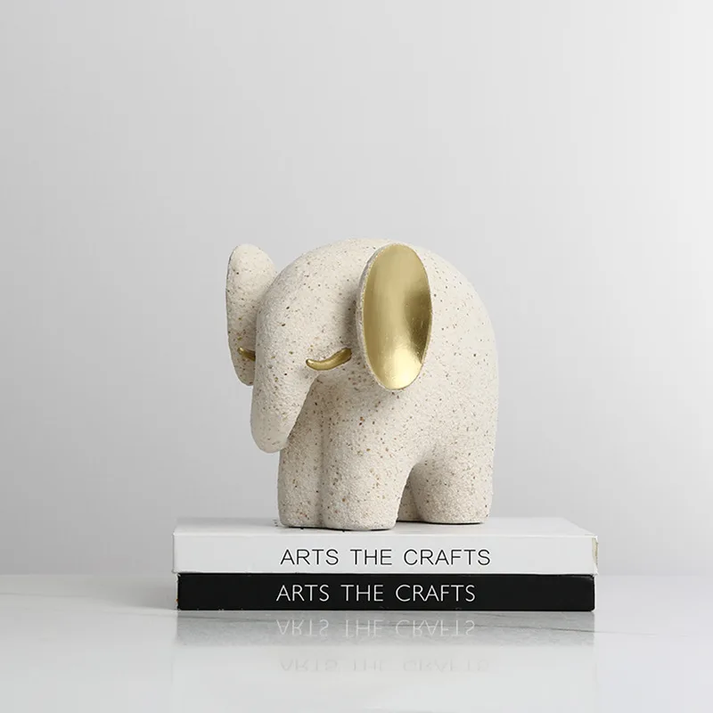

Nordic Minimalist Sandstone Abstract Gold Ear Elephant Decoration Living Room TV Cabinet Children's Room Desktop Creativejewelry
