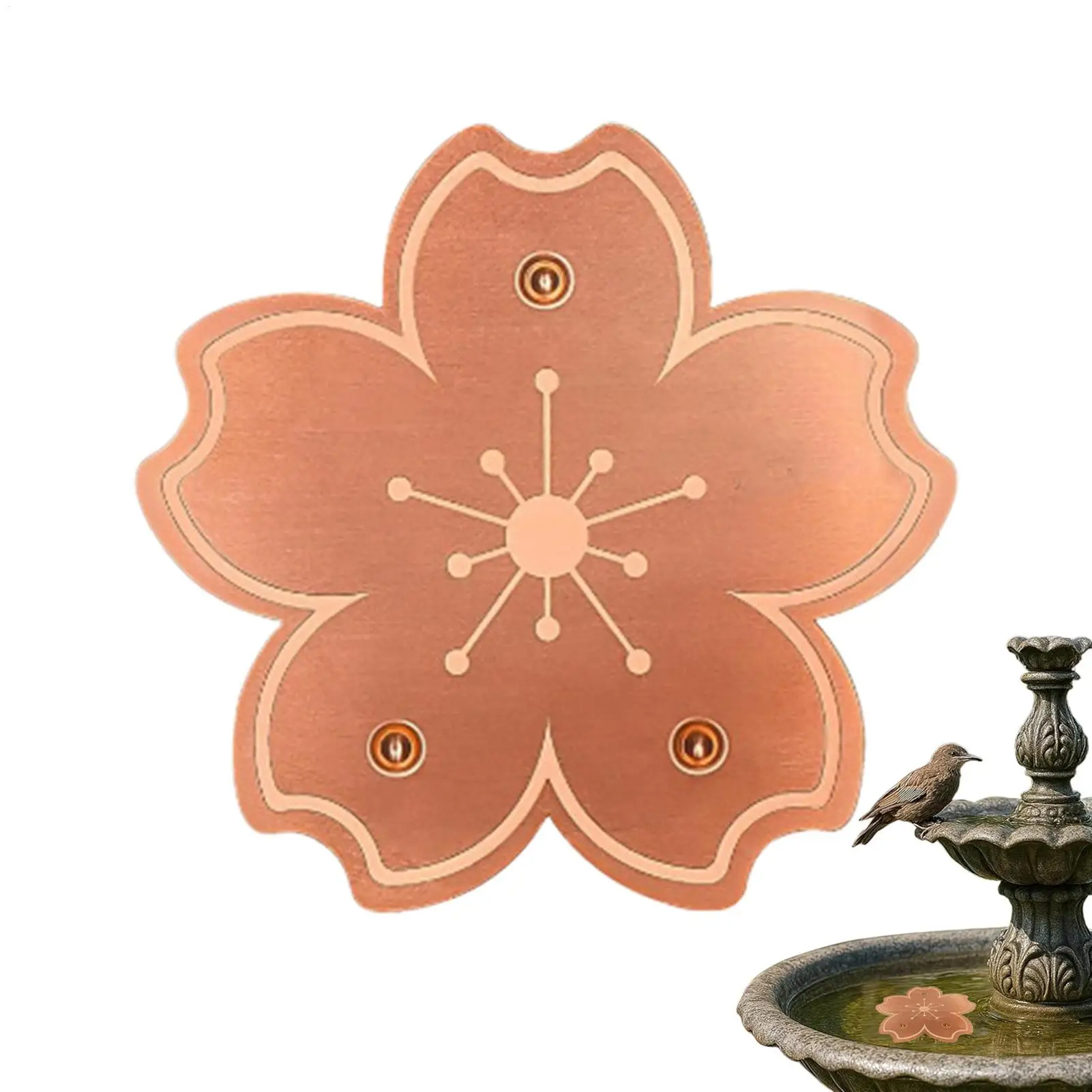 Flower Shape Bird Bath Copper Plate Triple-Point Support Bird Bath Copper Disk All-Season Birdbath Bowl Cleaner Plate For Patio