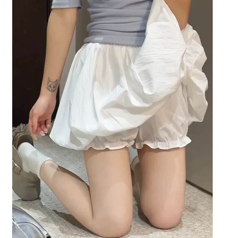High Waist Bubble Skort for Women Summer, Petite Friendly A‑Line Lantern Mini Skirt Slim Casual Puff Skort with Short Liner