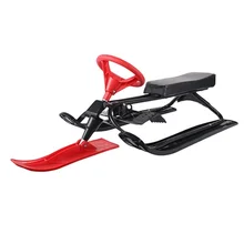 Reinforced Plastic Steel Snow Sled with Brake, Sit-On Snowmobile for Adults & Children Winter Sports