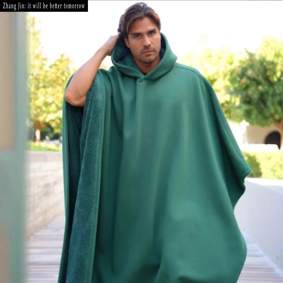 

Loose Men's Punk Woolen Coat with Button Hood Long Sve Pure Color PU Material Winter Faion Outerwear for Men And Women