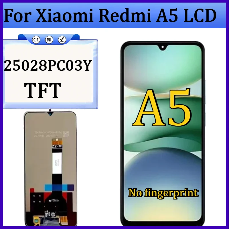 

New TFT Display for Xiaomi Redmi A5 25028PC03Y Display Touch Screen Digitizer Assembly for Redmi A5 4G LCD Screen NO Frame