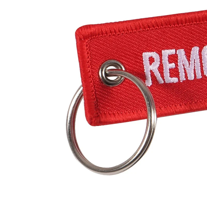 200Pcs Remove Before PEW PEW Key Chain Key Jewelry Aviation Gift Important Tag Embroidery Keychains