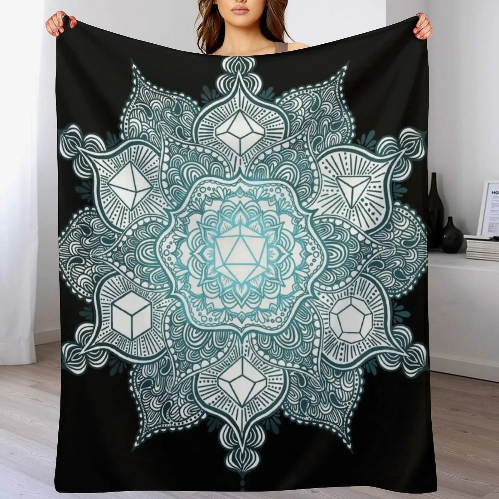 

dice mandala Throw Blanket Decorative Sofas Luxury Sleeping Bag Soft Big Blankets