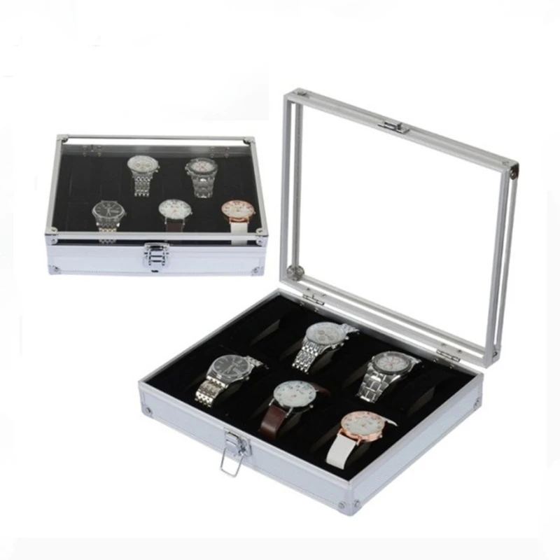 Storage Box with Large Transparent Lid Watch Stand Box Display Cases for Men K3KF