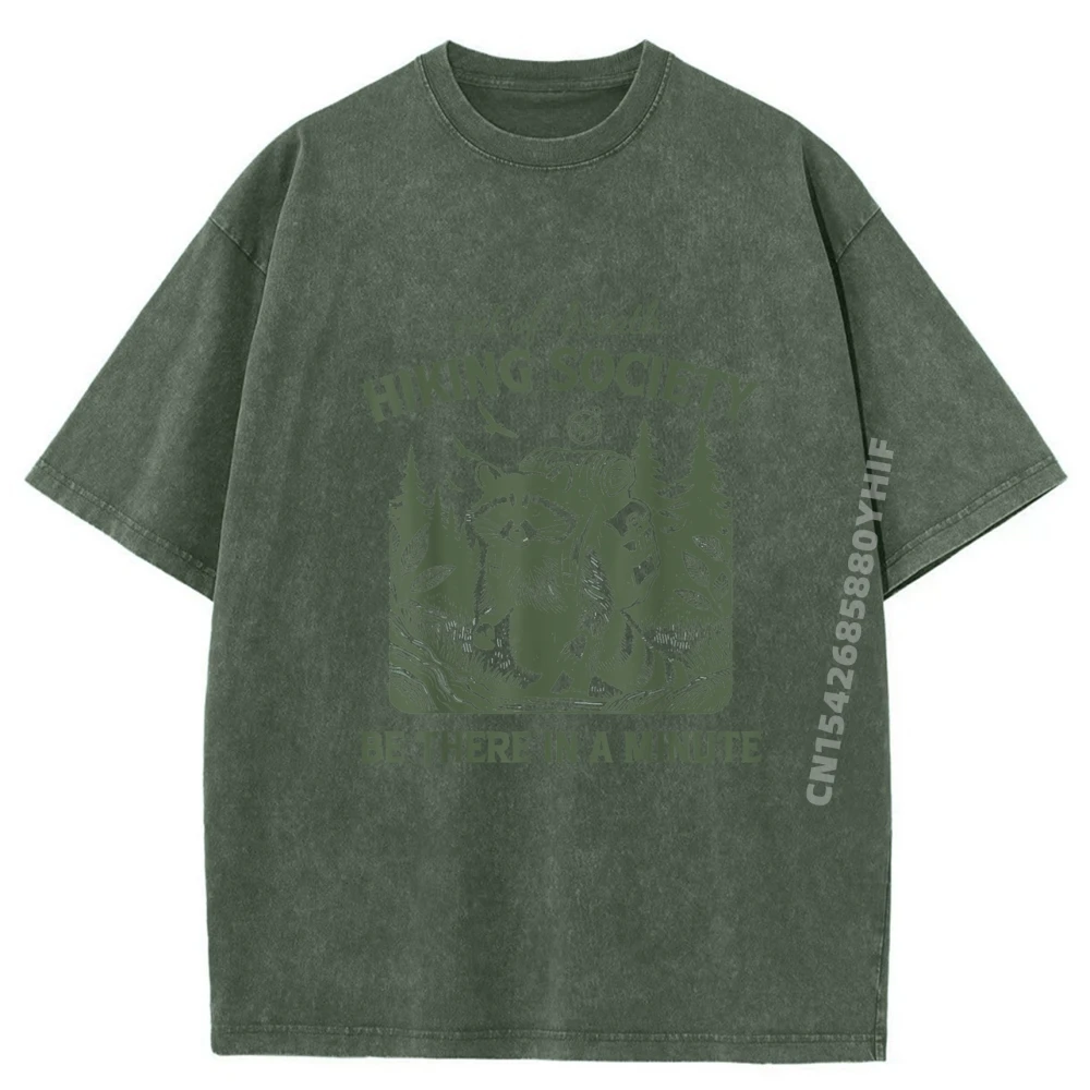 

Washed Tees Retro Hiking Funny Raccoon Luxury Designer Fashion Adult T-shirts Men Design Washed Tee-Shirt Loose