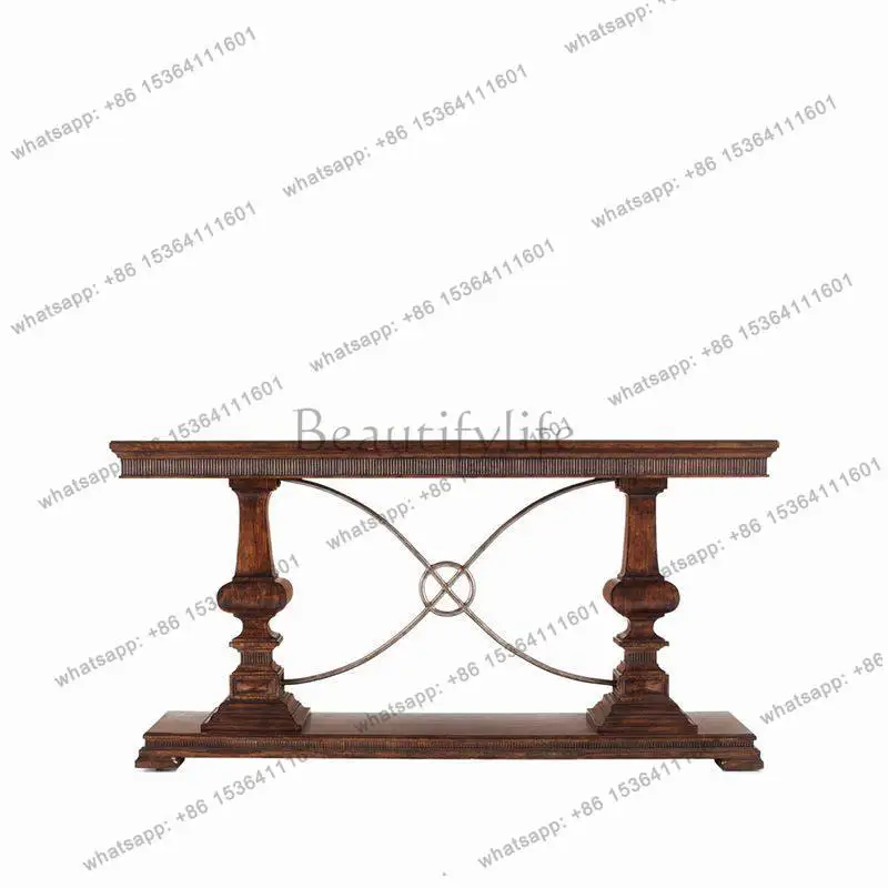 YJ American solid wood wrought iron side porch table simple modern wall table French sofa side table