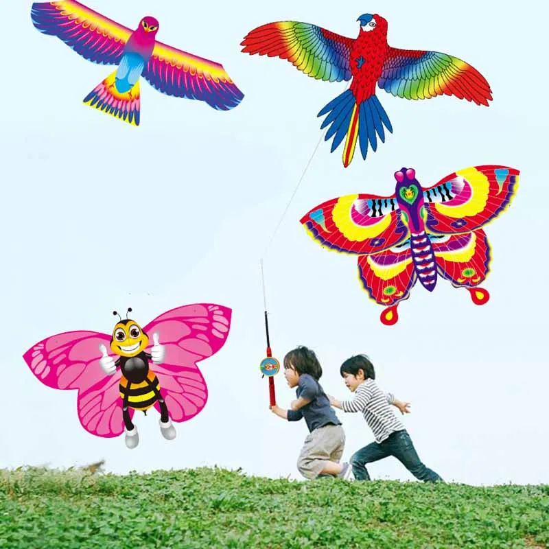 

Kids Outdoor Sports Toys Cute Large 50cm Handheld Fishing Rod Kite Dynamic Kites Parent-child Interaction Fishing Rod Kite Toys