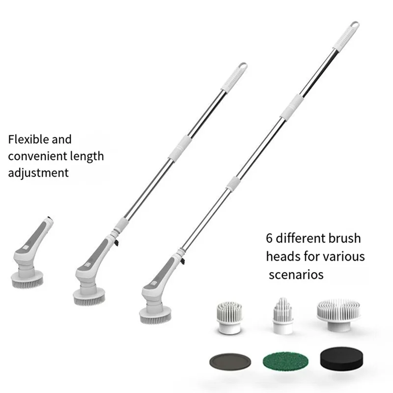 

A27F-Водонепроницаемая скрубберная щетка с длинной ручкой-электрический скруббер для чистки ванной комнаты-сменные щетки