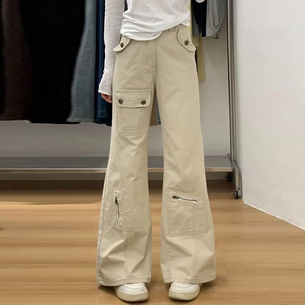 تصميم أدوات الجيب جينز نسائي صيفي جديد عالي الخصر فضفاض غير لاصق وسراويل أرضية رفيعة