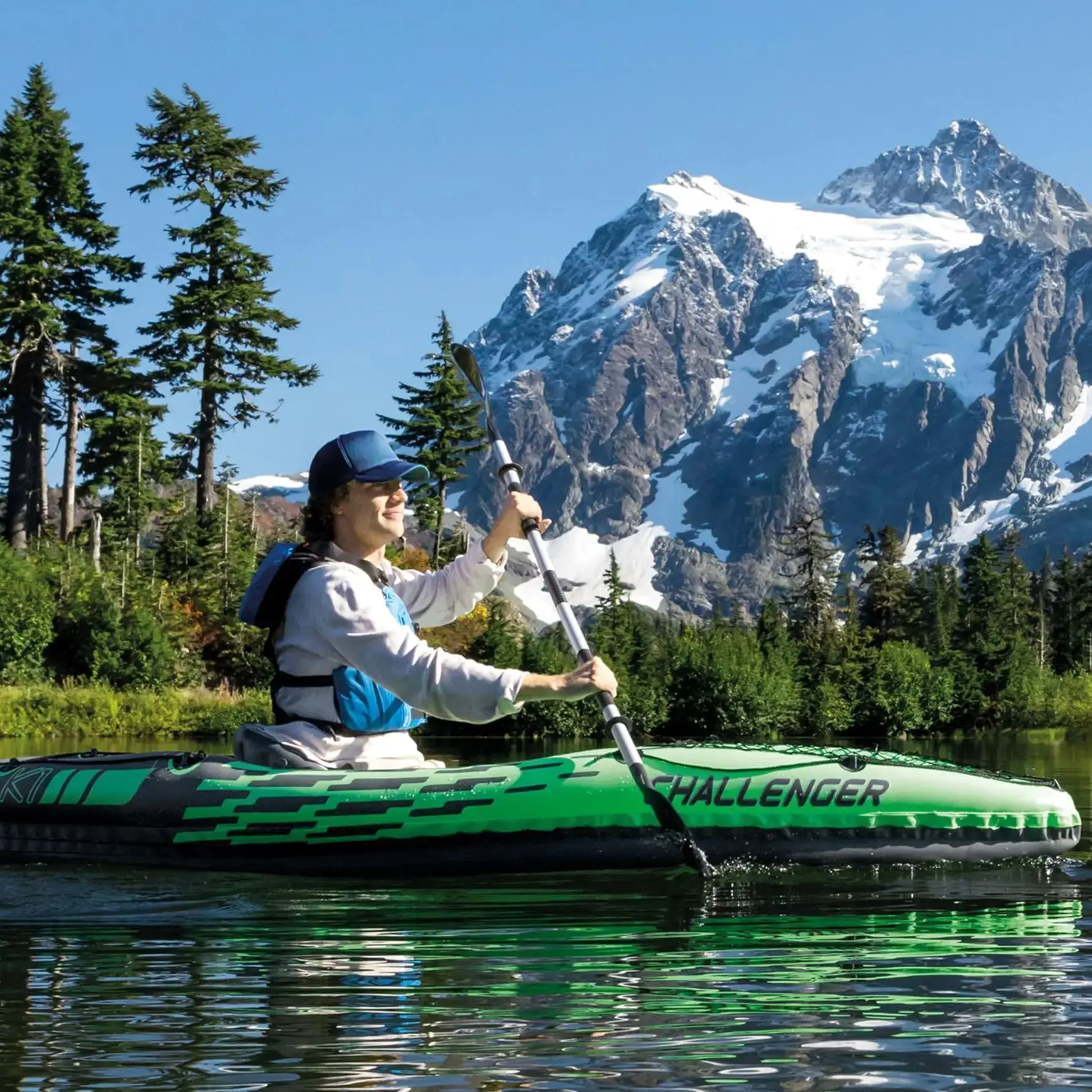 2 Person Inflatable Vinyl Kayak Set 2