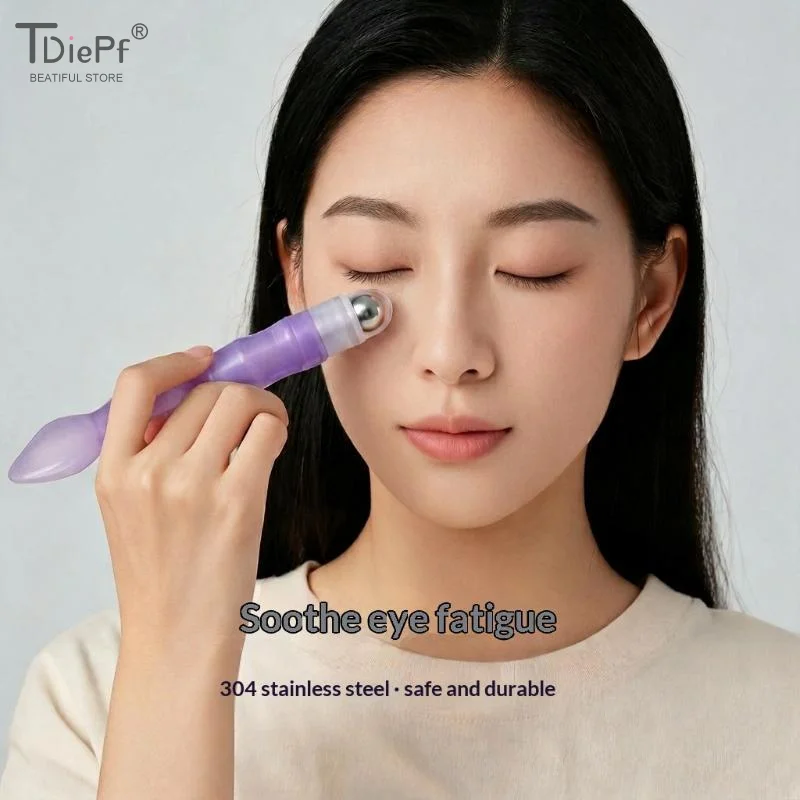 1PC 2 In 1 Eye Cream Roller Stick Eye Cream Scoop 360 Degree Massage Ball Non Slip Handle For Reducing Puffiness And Fine Lines