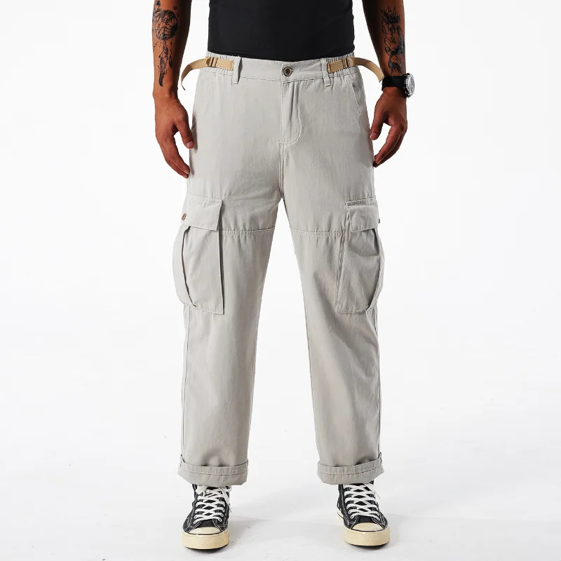 Premium Street-wear Cargo Pants for Men - Loose-fit Straight-leg Relaxed Workwear with A Touch of Style