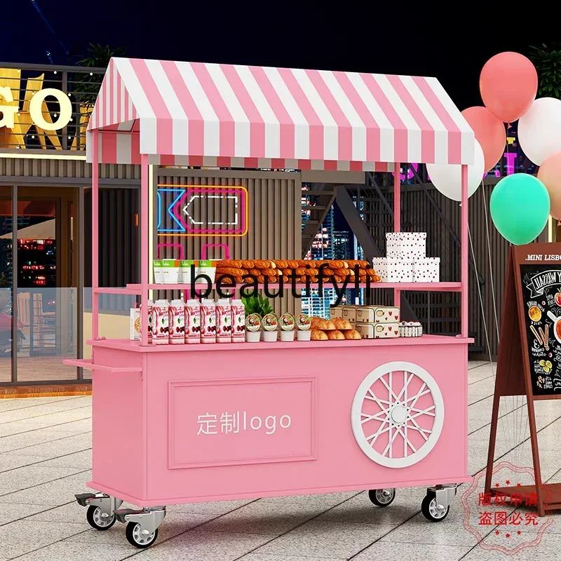 FG52Mobile stall snack cart display stand Night market float Outdoor market stall display cart