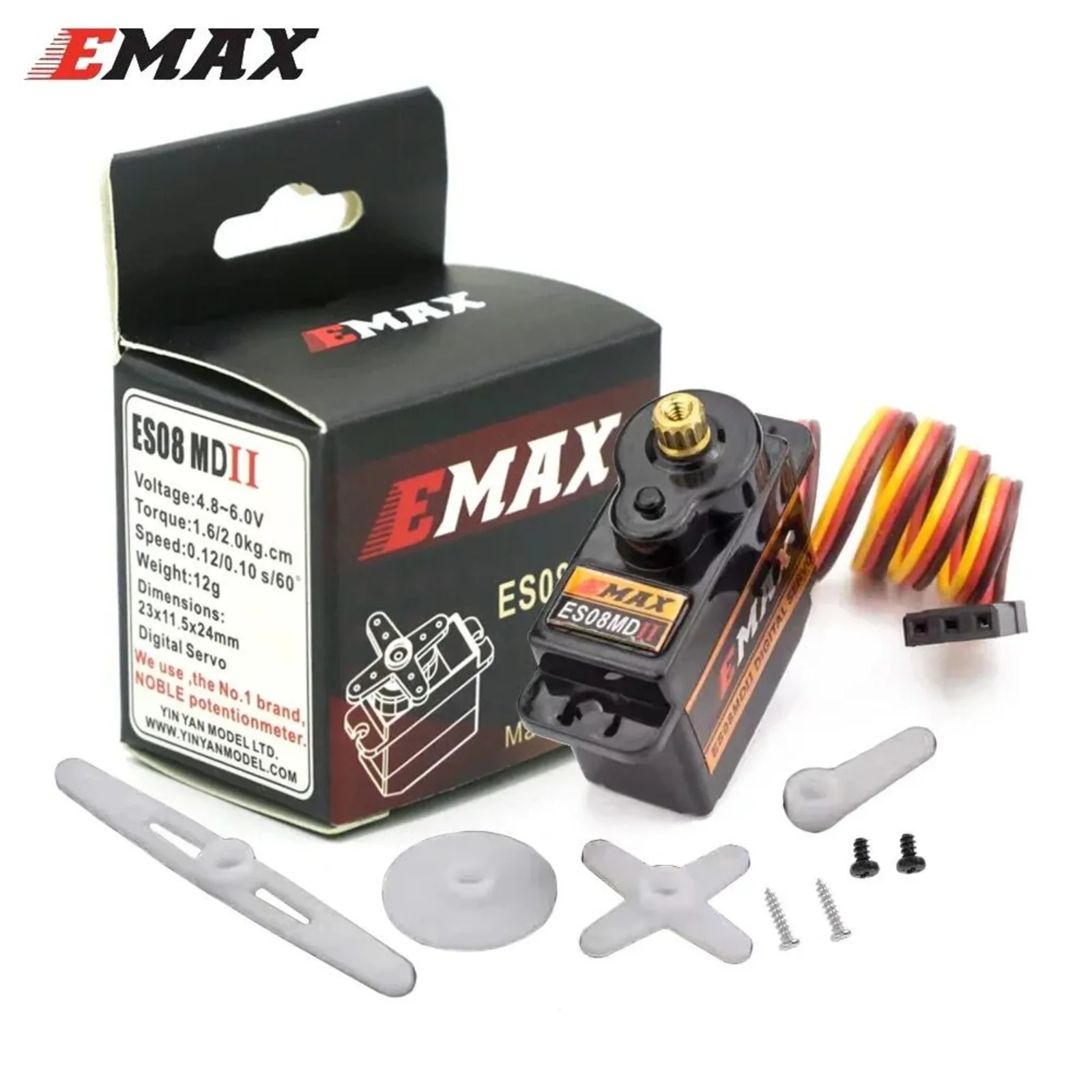 Emax ES08MD II Metal Gear Mini Digitale Servo 2kg Hoog Koppel 4.8-6V voor RC Drones/JR