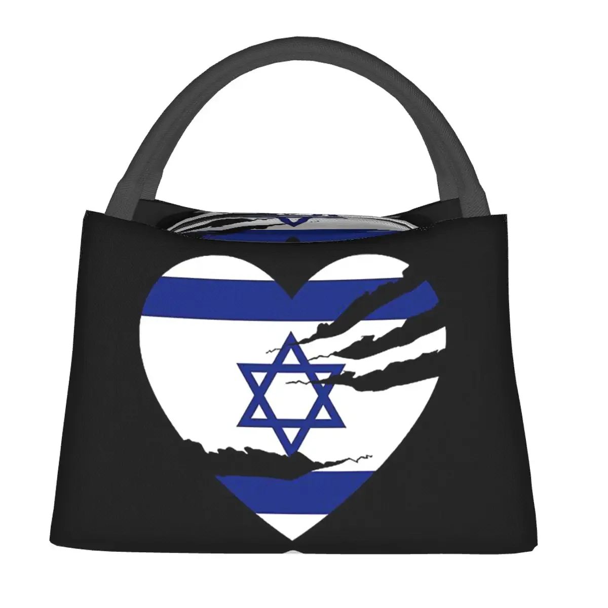 Israel Torn Heart Flag Insulated Lunch Bag for Women Children Leakproof Food Boxes Thermal Lunch Box Tote
