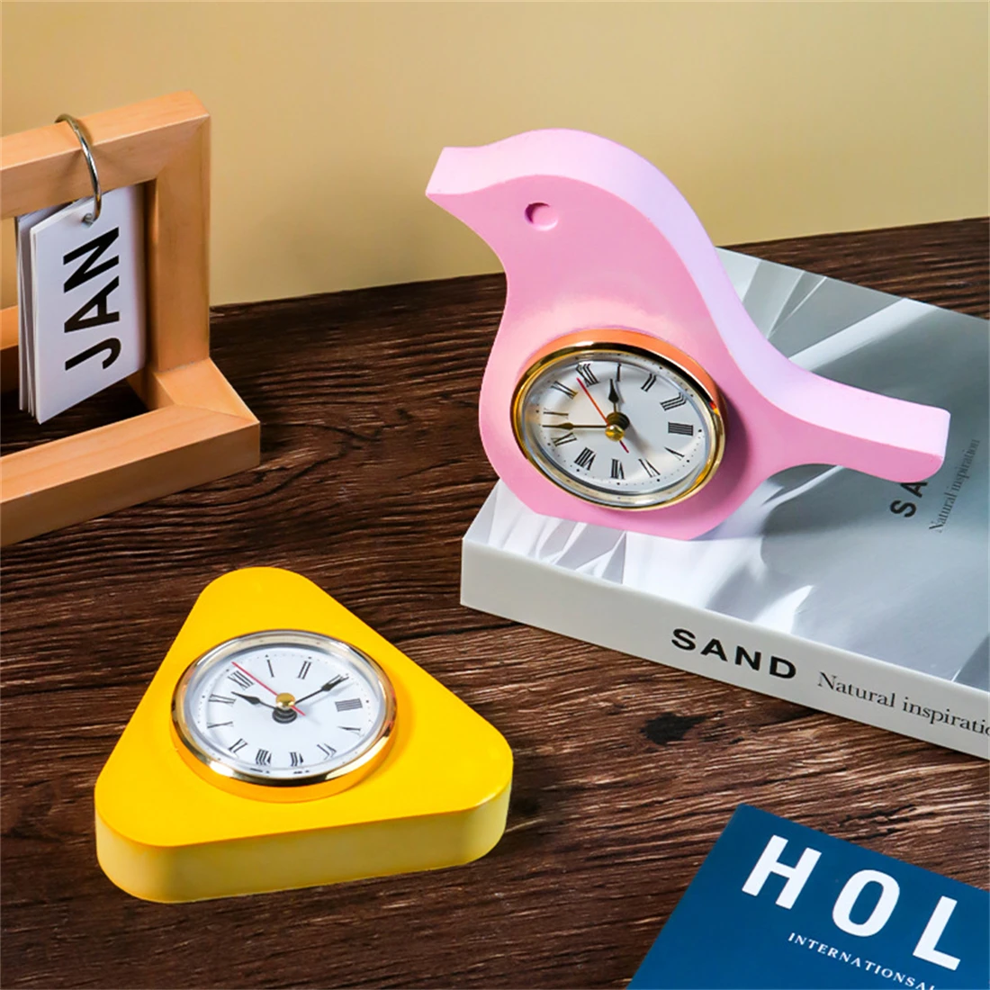 DIY reloj de mesa Vertical mesa de péndulo molde de silicona Linda casa/forma de pájaro adorno de reloj Molde de resina Epoxy decoración del hogar