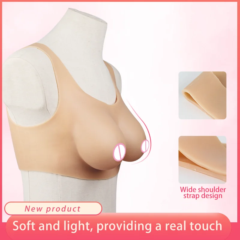 Realistic Silicone Breast Forms Neck Fake Boobs for Crossdresser Fill Silk Cotton Shemale Drag Queen D E F Cup