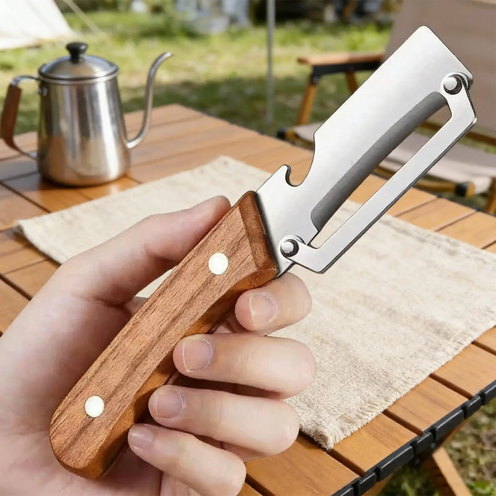 Stainless Steel Peeler With Wooden Handle For Peeling And Slicing Fruits And Vegetables Durable And Smooth Operation