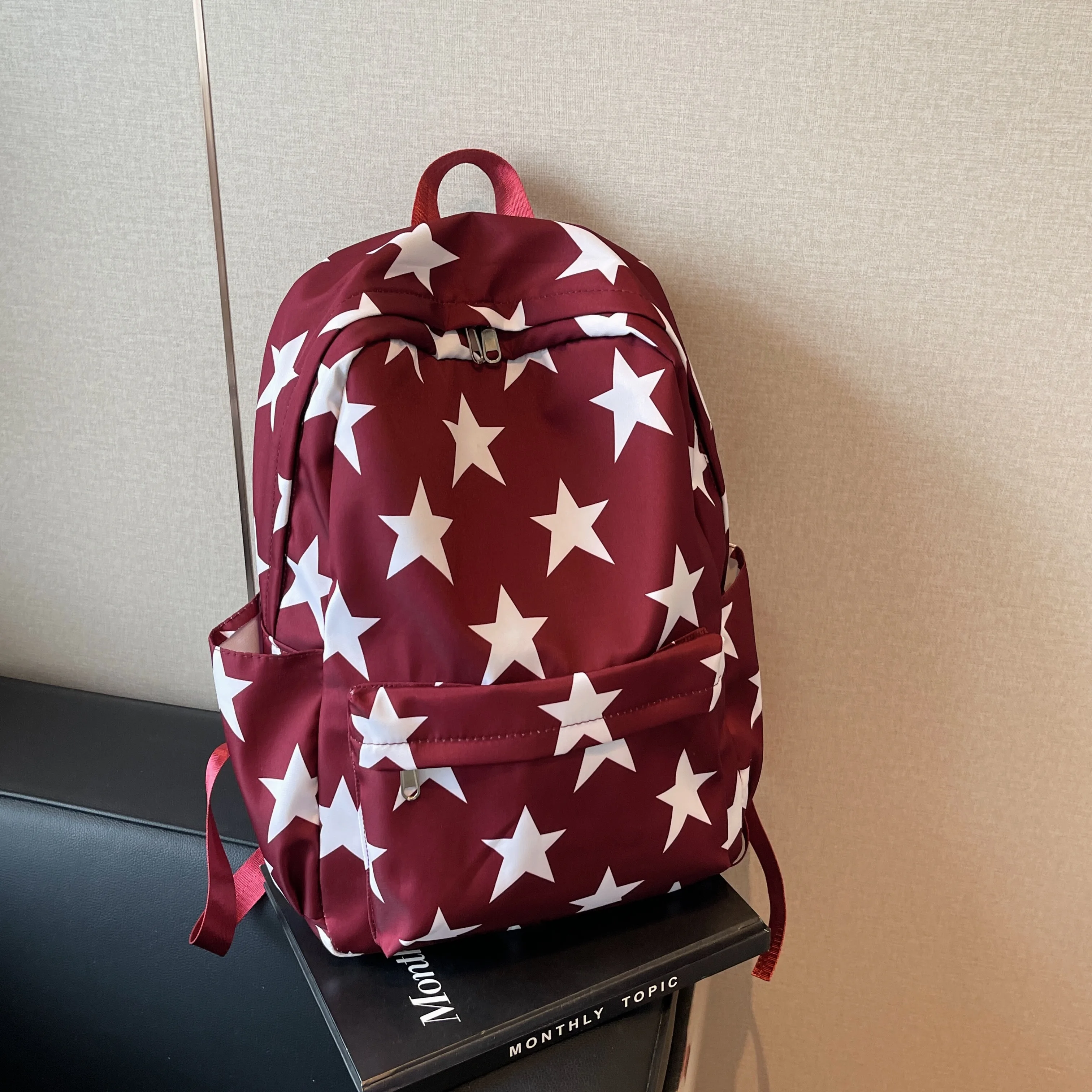 Mochilas de estrelas de grande capacidade, Sacos escolares estilo americano, forte e resistente a manchas, Sacos de lazer e viagem, Sacos de livros
