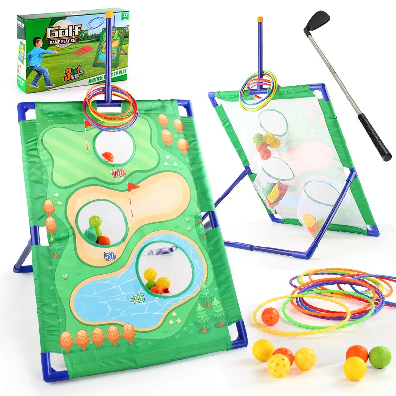 3-in-1 golfset voor kinderen Leuke voetbal Indoor Outdoor Games Gooien Zandzakspel Ouder-kind Interactief sportspeelgoed Kinderen Cadeau