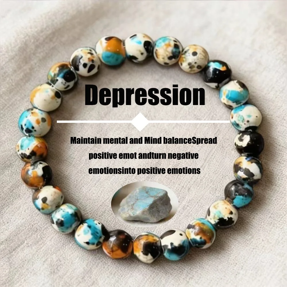 8MM Retro Naturstein Perlen Männer Armband Einfache Frauen Beruhigende Emotionen Make a Wish Armband Modeschmuck Trend Zubehör