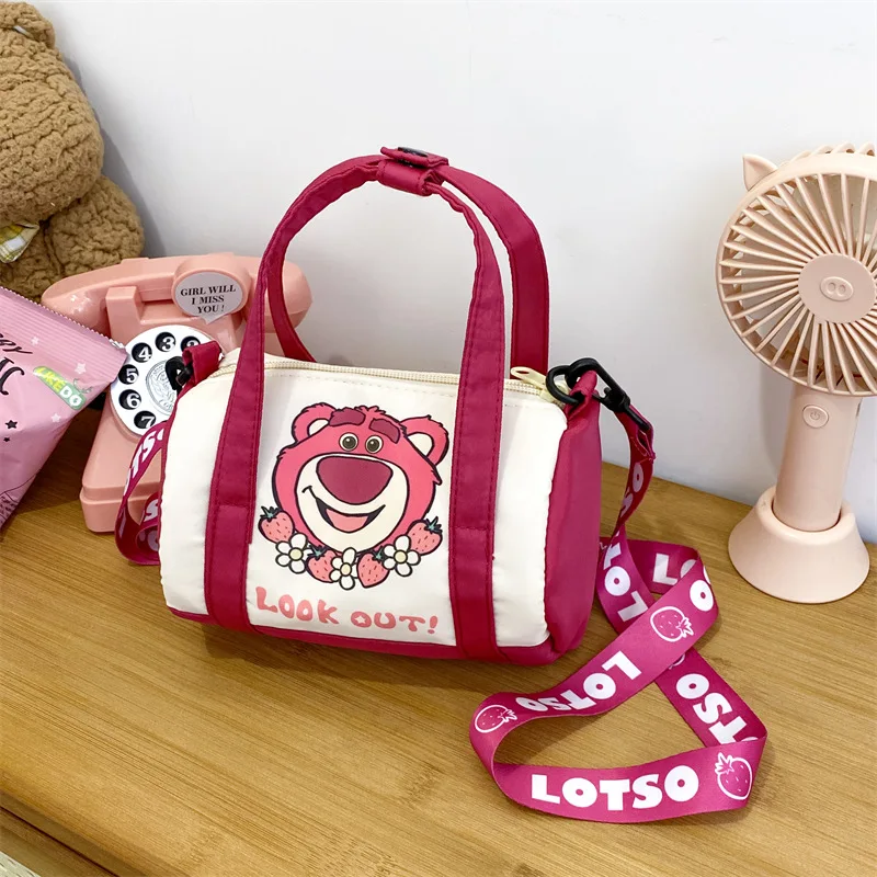 2024 Summer Popular Cartoon Canvas Bucket Bag Disney Anime Stitch Lotso Everything with Cute Girl Student Diagonal Storage Bag