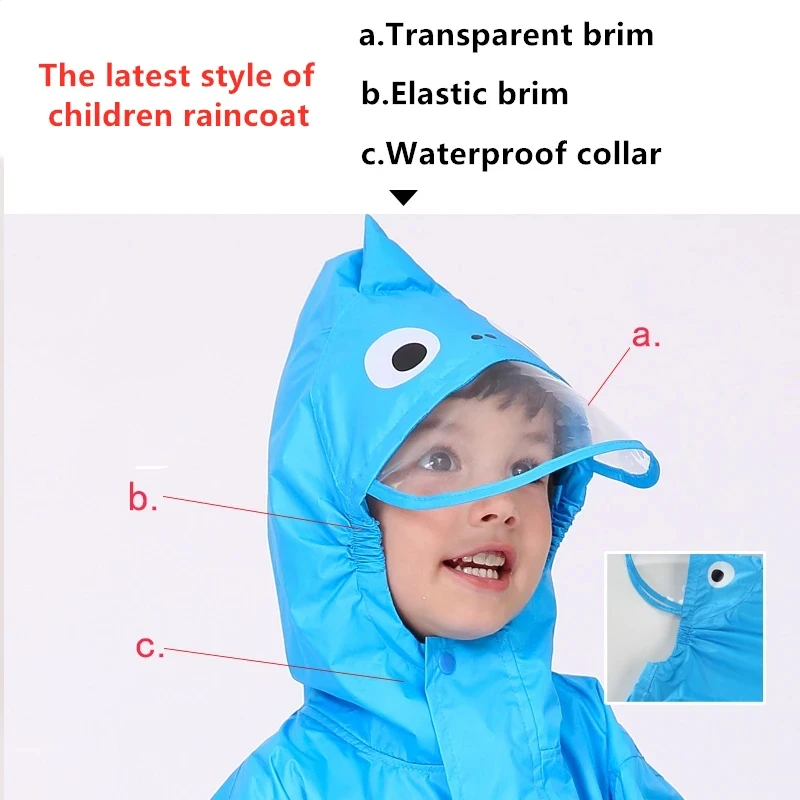 Cartoon Animal One‑Piece Kids Rain Suit, Hooded Waterproof Jumpsuit Rainwear for Boys Girls 1‑12 Years Old