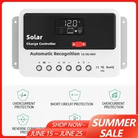 10/20/30/40/50/60A PWM Solar Charge Controller Regulator 12/24V Automatic Identification Solar Panel Battery Charge Controller