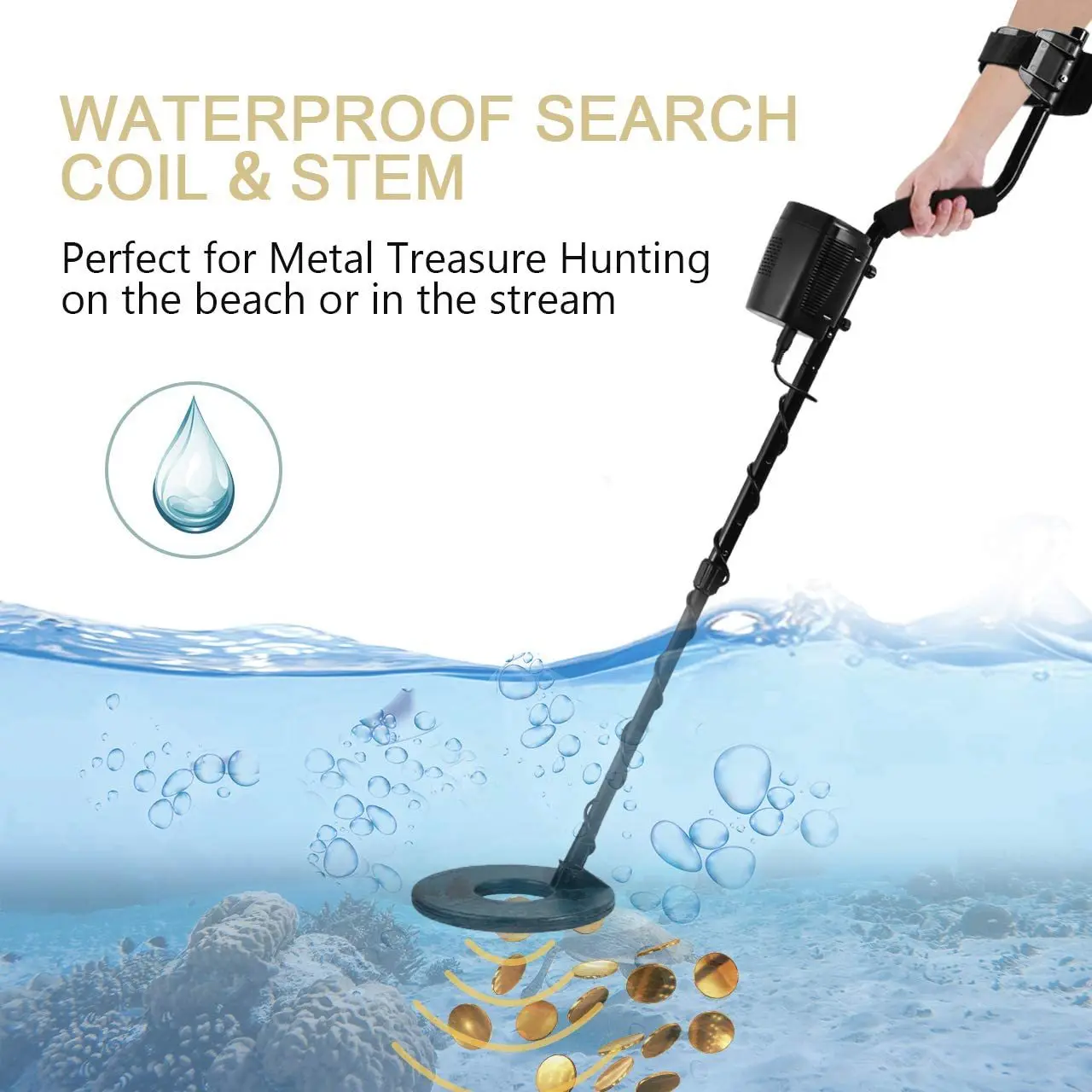 GC-1058 Metal Detector Waterproof Probe Large LCD Display Gold Silver Copper Iron Underground Treasure Hunters